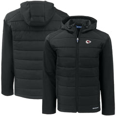 Kansas City Chiefs Cutter & Buck Big & Tall Evoke Hybrid Eco Softshell Recycled Full-Zip Hooded Jacket Black - NFL