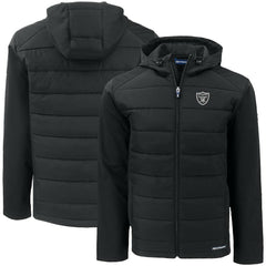 Las Vegas Raiders Cutter & Buck Big & Tall Evoke Hybrid Eco Softshell Recycled Full-Zip Hooded Jacket Black - NFL