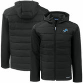 Detroit Lions Cutter & Buck Big & Tall Evoke Hybrid Eco Softshell Recycled Full-Zip Hooded Jacket Black - NFL