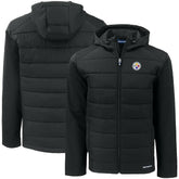Pittsburgh Steelers Cutter & Buck Big & Tall Evoke Hybrid Eco Softshell Recycled Full-Zip Hooded Jacket Black - NFL