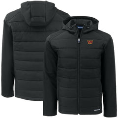 Washington Commanders Cutter & Buck Big & Tall Evoke Hybrid Eco Softshell Recycled Full-Zip Hooded Jacket Black - NFL