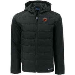 Washington Commanders Cutter & Buck Big & Tall Evoke Hybrid Eco Softshell Recycled Full-Zip Hooded Jacket Black - NFL