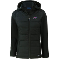 Buffalo Bills Cutter & Buck Women's Evoke PrimaLoft Hybrid Eco Softshell Recycled Full-Zip Hooded Jacket Black - NFL