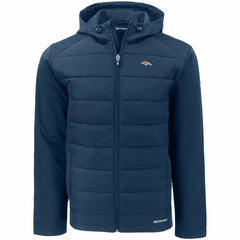 Denver Broncos Cutter & Buck Evoke PrimaLoft Hybrid Eco Softshell Recycled Full-Zip Hooded Jacket Navy - NFL