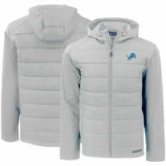 Detroit Lions Cutter & Buck Evoke PrimaLoft Hybrid Eco Softshell Recycled Full-Zip Hooded Jacket Gray - NFL