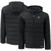 Minnesota Vikings Cutter & Buck Evoke PrimaLoft Hybrid Eco Softshell Recycled Full-Zip Hooded Jacket Black - NFL
