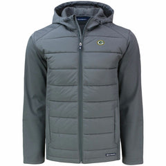 Green Bay Packers Cutter & Buck Evoke PrimaLoft Hybrid Eco Softshell Recycled Full-Zip Hooded Jacket Gray - NFL