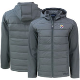 Pittsburgh Steelers Cutter & Buck Evoke PrimaLoft Hybrid Eco Softshell Recycled Full-Zip Hooded Jacket Gray - NFL