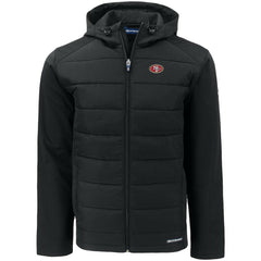 San Francisco 49ers Cutter & Buck Evoke PrimaLoft Hybrid Eco Softshell Recycled Full-Zip Hooded Jacket Black - NFL