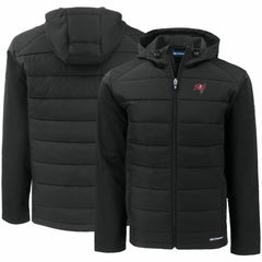 Tampa Bay Buccaneers Cutter & Buck Evoke PrimaLoft Hybrid Eco Softshell Recycled Full-Zip Hooded Jacket Black - NFL
