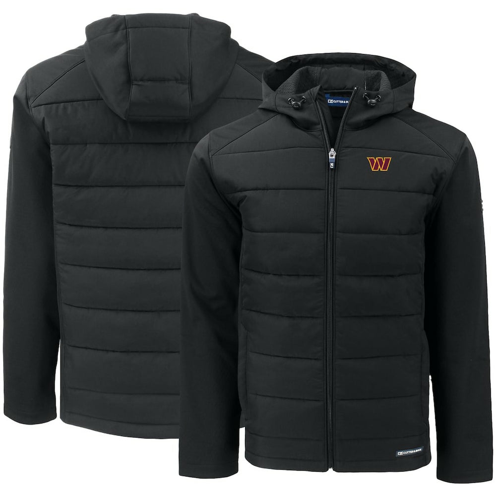 Washington Commanders Cutter & Buck Evoke PrimaLoft Hybrid Eco Softshell Recycled Full-Zip Hooded Jacket Black - NFL