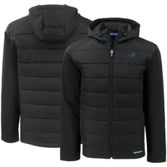 Carolina Panthers Cutter & Buck Evoke PrimaLoft Hybrid Eco Softshell Recycled Full-Zip Hooded Jacket Black - NFL