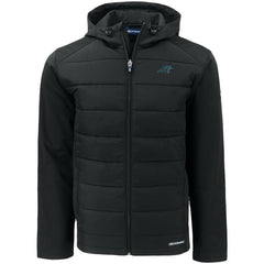 Carolina Panthers Cutter & Buck Evoke PrimaLoft Hybrid Eco Softshell Recycled Full-Zip Hooded Jacket Black - NFL