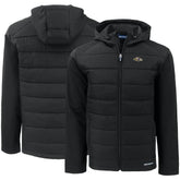 Baltimore Ravens Cutter & Buck Evoke PrimaLoft Hybrid Eco Softshell Recycled Full-Zip Hooded Jacket Black - NFL