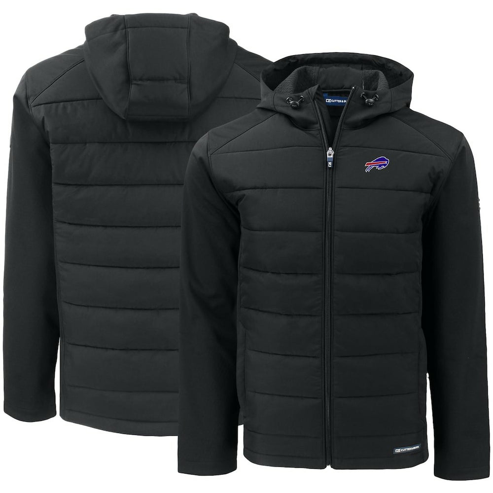 Buffalo Bills Cutter & Buck Evoke PrimaLoft Hybrid Eco Softshell Recycled Full-Zip Hooded Jacket Black - NFL