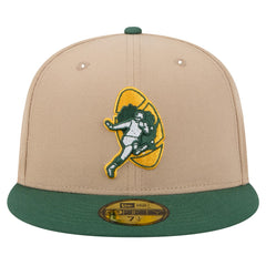 Green Bay Packers New Era Throwback Logo Main 59FIFTY Fitted Hat Tan - NFL