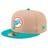 Miami Dolphins New Era Throwback Logo Main 59FIFTY Fitted Hat Tan - NFL