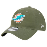 Miami Dolphins New Era Main 9TWENTY Adjustable Hat Olive - NFL