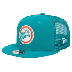 Miami Dolphins New Era Throwback Main Trucker 9FIFTY Snapback Hat Aqua - NFL