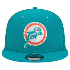 Miami Dolphins New Era Throwback Main Trucker 9FIFTY Snapback Hat Aqua - NFL
