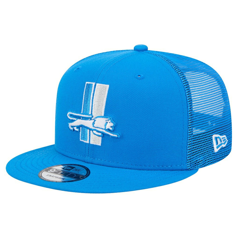 Detroit Lions New Era Throwback Main Trucker 9FIFTY Snapback Hat Blue - NFL