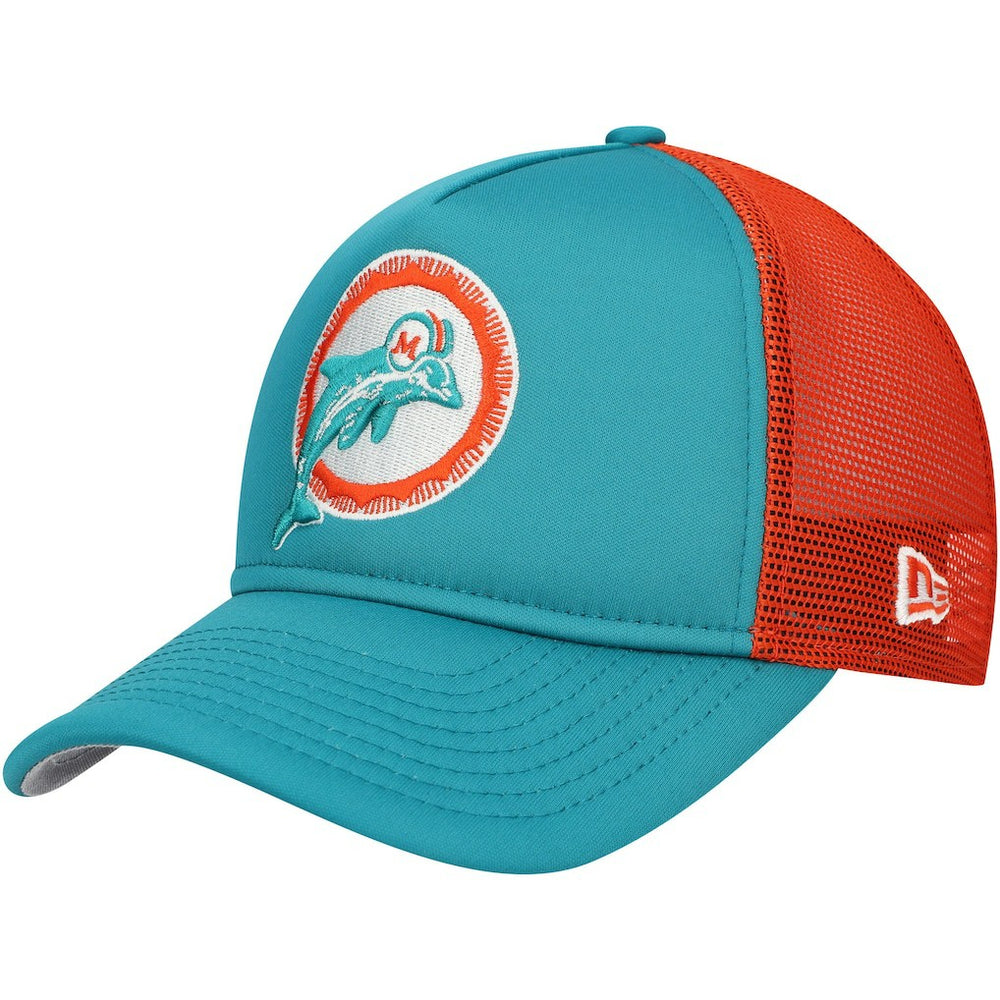 Miami Dolphins New Era Youth A-Frame 9FORTY Trucker Adjustable Hat Aqua - NFL