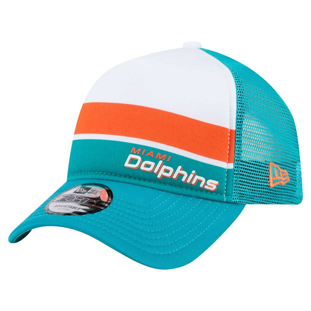 Miami Dolphins New Era Youth Sport Night Color Block 9FORTY A-Frame Trucker Adjustable Hat Aqua - NFL