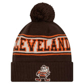 Cleveland Browns Youth New Era Retro Cuffed Knit Hat with Pom Brown - NFL