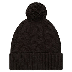 Cincinnati Bengals New Era Girls Youth Cabled Cuffed Knit Hat with Pom Black - NFL