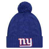 New York Giants New Era Girls Youth Cabled Cuffed Knit Hat with Pom Royal - NFL
