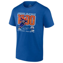 Connor McDavid Edmonton Oilers - 1,000 Career Points T-Shirt Royal