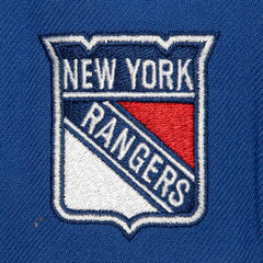 New York Rangers Mitchell & Ness Retro Script Colorblock Snapback Hat Blue