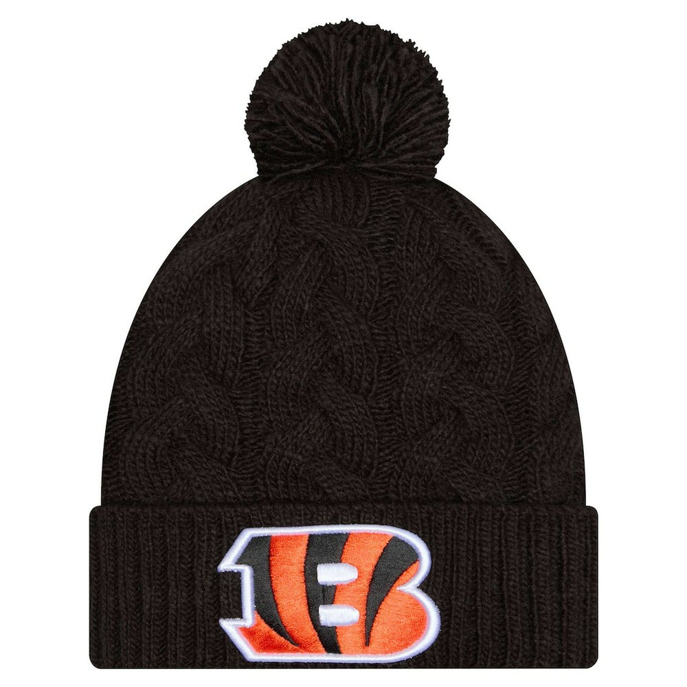 Cincinnati Bengals New Era Women's Cable Cuffed Knit Hat with Pom Black - NFL