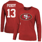 Brock Purdy San Francisco 49ers Majestic Threads Women's Player Name & Number Long Sleeve T-Shirt Scarlet - NFL