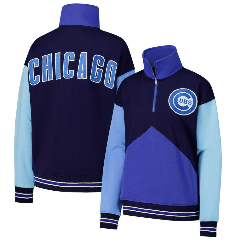 Chicago Cubs Terez Women's Classic Colorblock Quarter-Zip Sweatshirt for sale