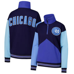 Chicago Cubs Terez Women's Classic Colorblock Quarter-Zip Sweatshirt for sale