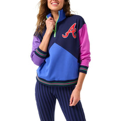 Atlanta Braves Terez Women's Classic Colorblock Quarter-Zip Sweatshirt Sale