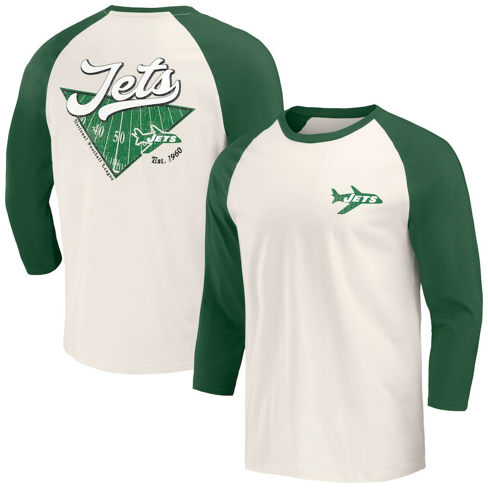 New York Jets Darius Rucker Collection Raglan 3/4 Sleeve T-Shirt Kelly Green/White - Fanatics
