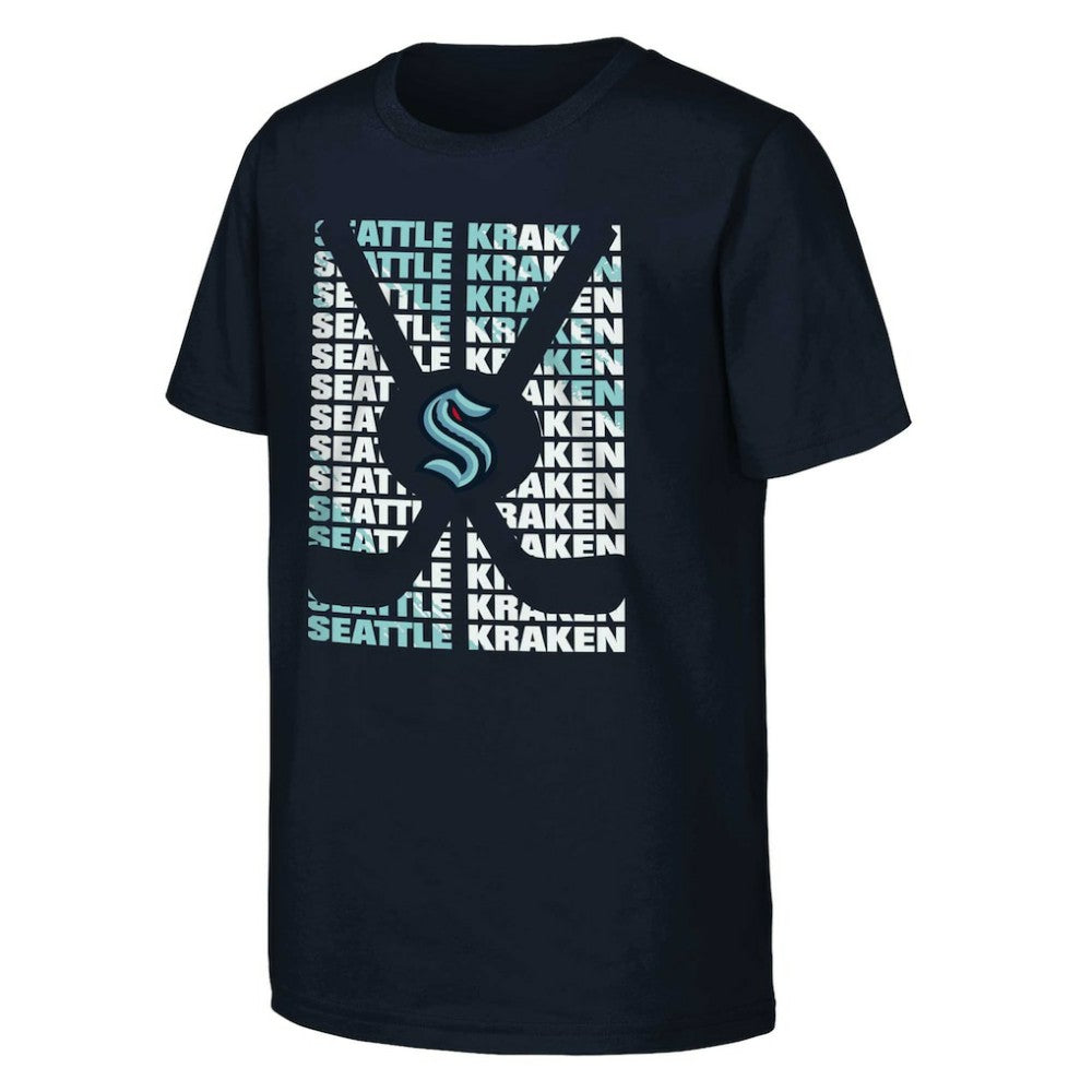 Seattle Kraken Youth Box T-Shirt Deep Sea Blue