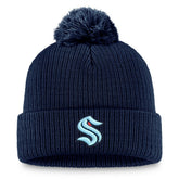 Seattle Kraken Fanatics Primary Logo Cuffed Knit Hat with Pom Deep Sea Blue