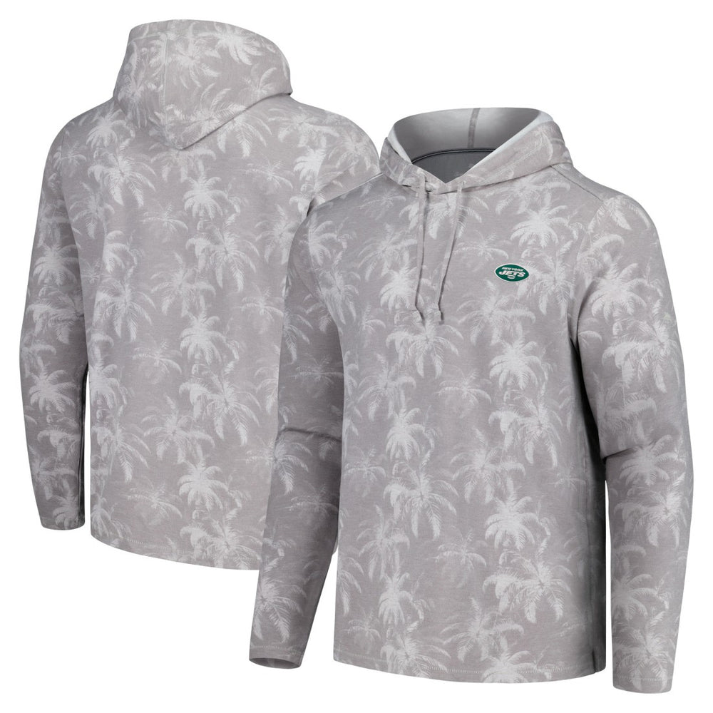 New York Jets Palm Frenzy Hoodie Long Sleeve T-Shirt Gray - Tommy Bahama