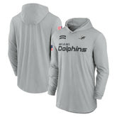 Miami Dolphins 2024 Salute to Service Lightweight Dri-FIT Long Sleeve Hoodie T-Shirt Gray - Nike