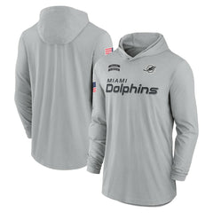 Miami Dolphins 2024 Salute to Service Lightweight Dri-FIT Long Sleeve Hoodie T-Shirt Gray - Nike