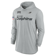 Miami Dolphins 2024 Salute to Service Lightweight Dri-FIT Long Sleeve Hoodie T-Shirt Gray - Nike