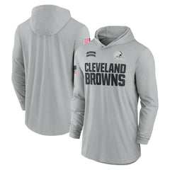 Cleveland Browns 2024 Salute to Service Lightweight Dri-FIT Long Sleeve Hoodie T-Shirt Gray - Nike