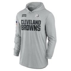 Cleveland Browns 2024 Salute to Service Lightweight Dri-FIT Long Sleeve Hoodie T-Shirt Gray - Nike