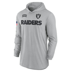 Las Vegas Raiders 2024 Salute to Service Lightweight Dri-FIT Long Sleeve Hoodie T-Shirt Gray - Nike