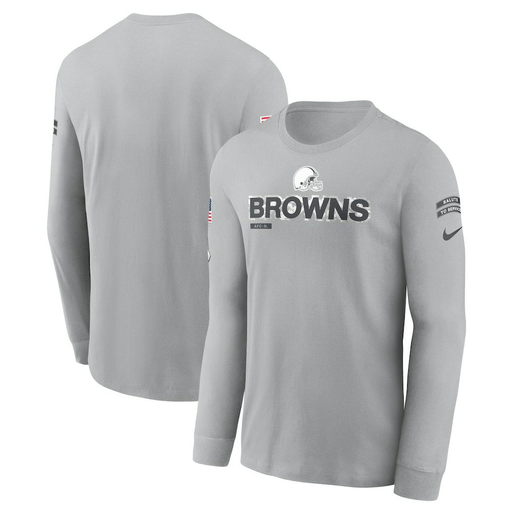 Cleveland Browns 2024 Salute To Service Long Sleeve T-Shirt Gray - Nike