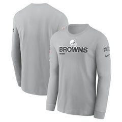Cleveland Browns 2024 Salute To Service Long Sleeve T-Shirt Gray - Nike