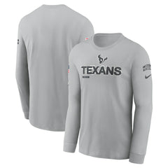 Houston Texans 2024 Salute To Service Long Sleeve T-Shirt Gray - Nike